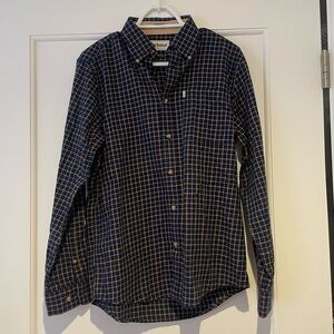 Men’s Barbour Navy Plaid Button Down, Size Small